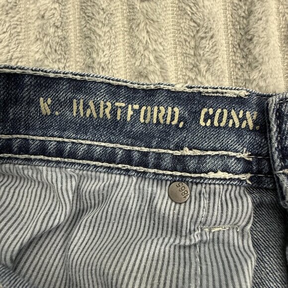 TK Axel Jeans Y2K Mens 38 Straight Distressed Streetwear Embroidered Denim 40x30 - Picture 12 of 13